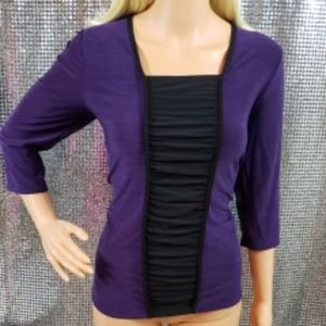 Purple w/ Ribbed Black Front Panel Stretch Fabric